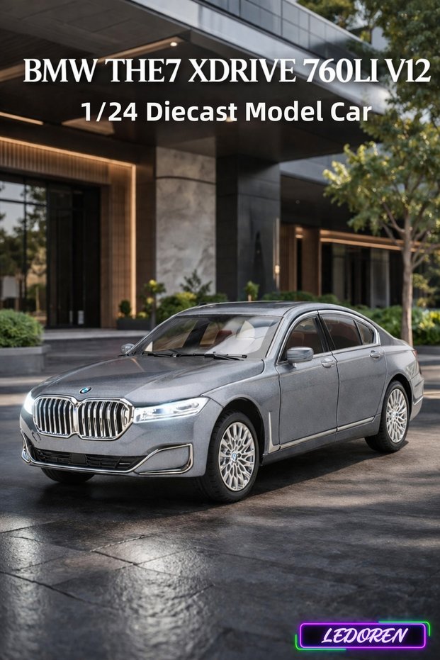 Gray Colored Bmw The7 Xdrive 760Li V12 1/24 Diecast Collectible Model Car Che Zhi̇
