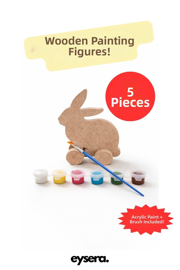Wooden Painting Set of 5 – Children's Activity & Hobby Toy, Montessori Educational Set