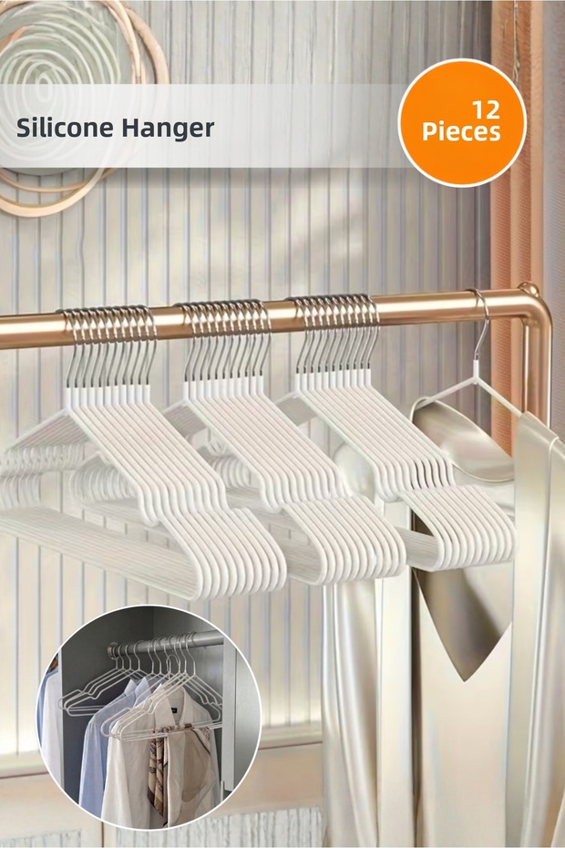 12-Piece Silicone Coated Clothes Hanger Non-Slip Clothes Hanger