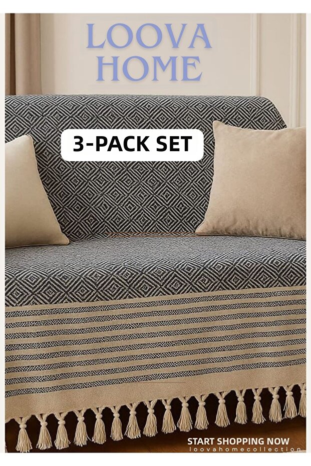 Sofa Cover Set of 3, Advantageous 100% Cotton