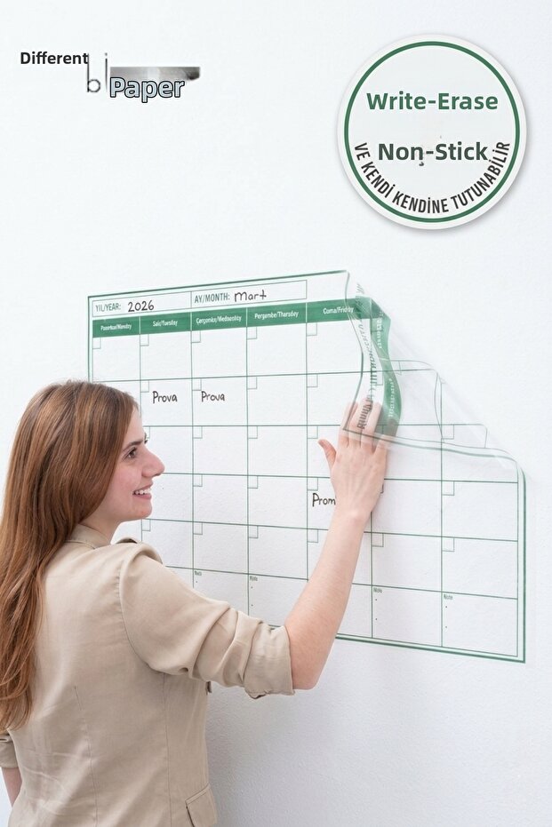 85X56 cm Erasable Monthly Calendar Wall Planner - Non-Adhesive Perpetual Calendar (Office, Student)