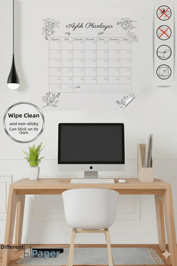Monthly Planner Calendar Model-2 Smart Paper Board Blackboard Applicable to Wall, Glass, Wood 46X48cm