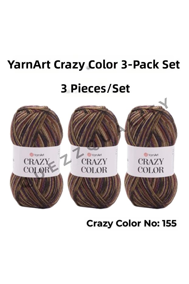 Crazy Color Set of 3 Marbled Hand Knitting Yarns No: 110