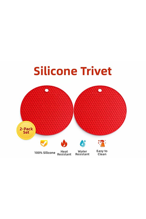 2 Pieces of Silicone Red Trivets