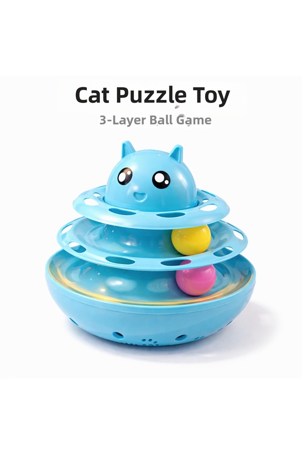 Hacıyatmaz Cat Toy 3-Layer Bulk Intelligence Toy 20X21 cm – Non-Tipping Interactive Food Toy