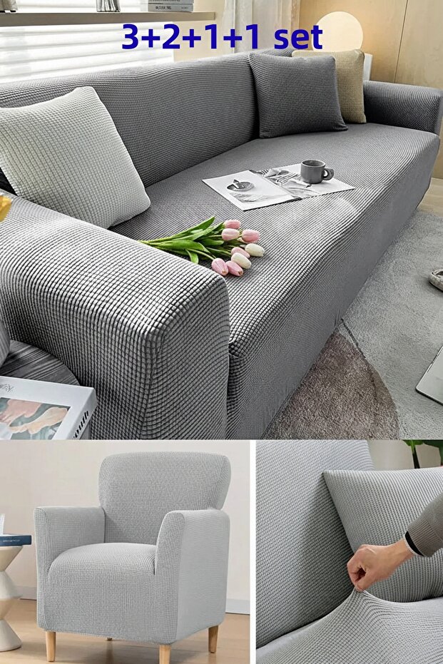 طقم أغطية أريكة ليكرا بيتيكاري بنمط 3+2+1+1، غطاء أريكة، غطاء سرير قابل للطي، مرن، مطاطي، غطاء كرسي