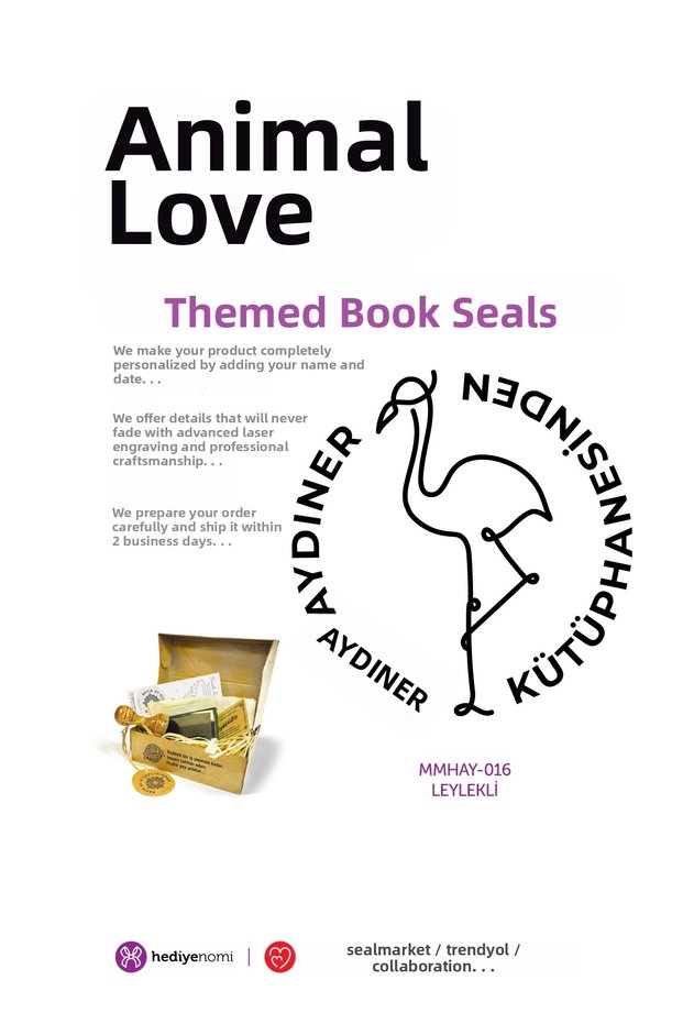 Mühürmarket > Stork Animal Love Book Seal - Ex-Libris - Book Stamp > Mmhay-016