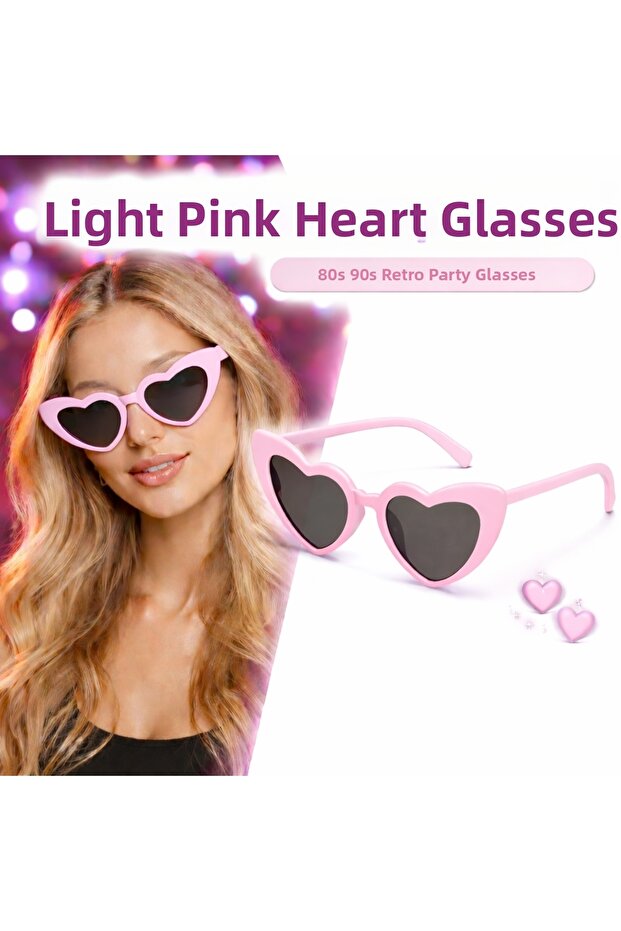 Zengemtx Pink Retro Heart Glasses – 80S 90S Style (152705) Party Glasses