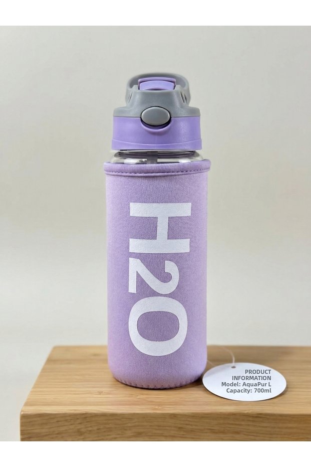 H2O Glass Bottle with Sheath and Straw * 500 ml
