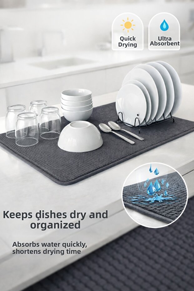 Microfiber Dish Drying Mat 36*45 Cm Drying Mat Countertop Super Absorbent