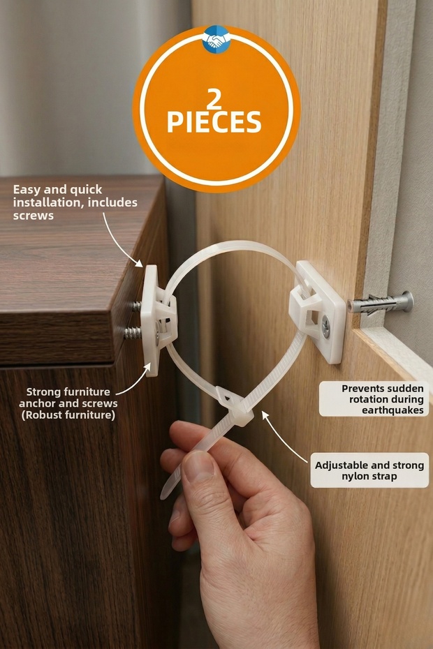 2 Pcs Easy Assembly Earthquake Protection Safety Furniture Cabinet Fall Blocking Furniture Fixing Baby
