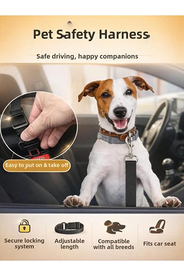 Safe and Comfortable Car Seat Belt Harness for Pets Seat Belt Accessories