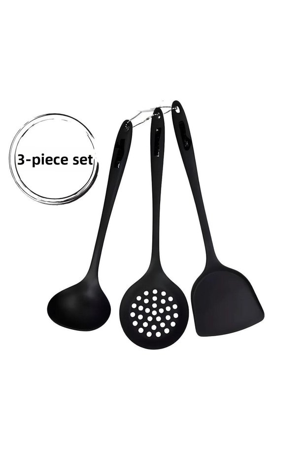 Ivory Silicone 3-Piece Kitchen Set Ladle Colander Spatula Set High Quality Silicone