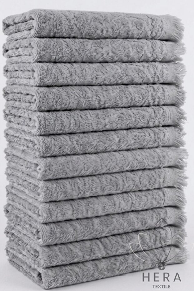 12 Pieces Gray 30X50 cm Cotton and Fringed Kitchen Towels