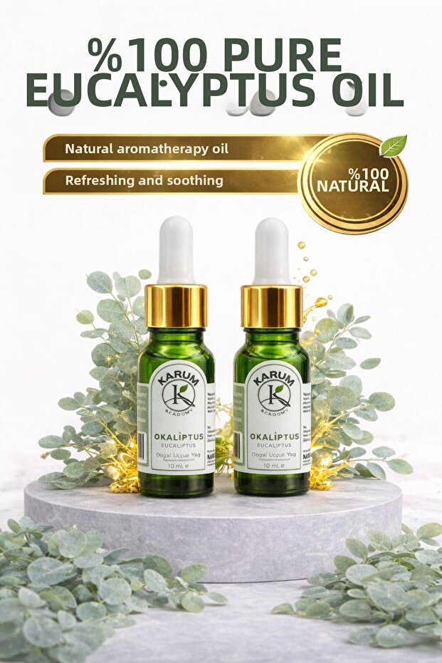 Eucalyptus Oil 2X10 ml 100% Pure Refreshing Aromatherapy Oil Compatible with Censer & Diffuser