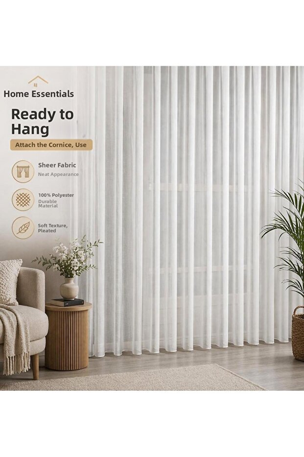 New Season Titi-Bamboo Model Tulle Curtain 1/2 Sparse Pleated Modern-Stylish Design Custom Size