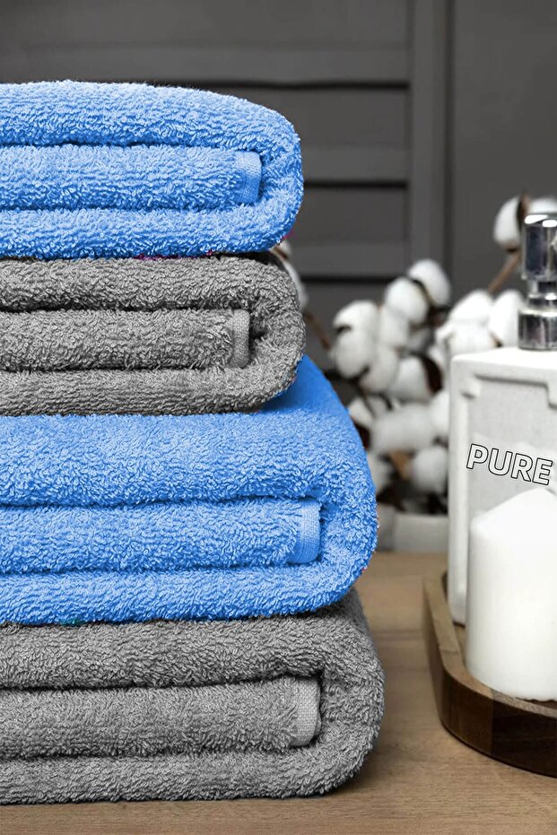 4 Piece Large Bath Towel Set 90X150 cm Softbath Gray