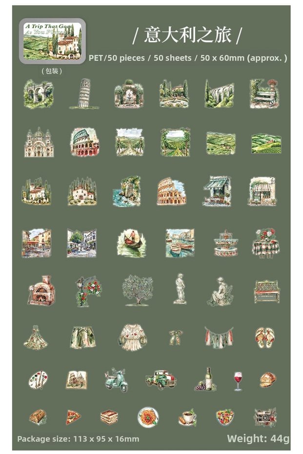 D6-50 Pieces of World Travel Pet Stickers (Metal Box)
