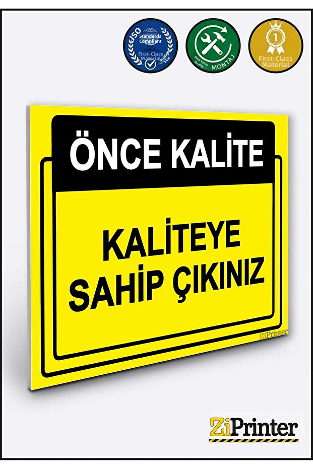 Quality First. Warning Sign Decota 15X20 cm with Quality Guarantee