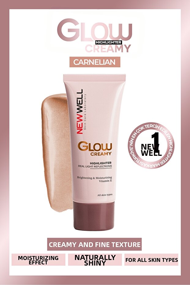 Glow Creamy Highlighter Natural Shimmer Cream Illuminator 30 ml Carnelian 03