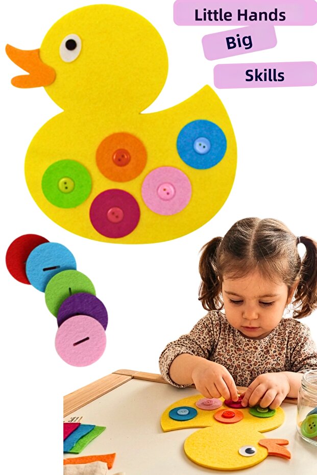 Colorful Cute Duck Button-Pushing Children's Educational Tutorial Felt Duck-Shaped Developmental Game