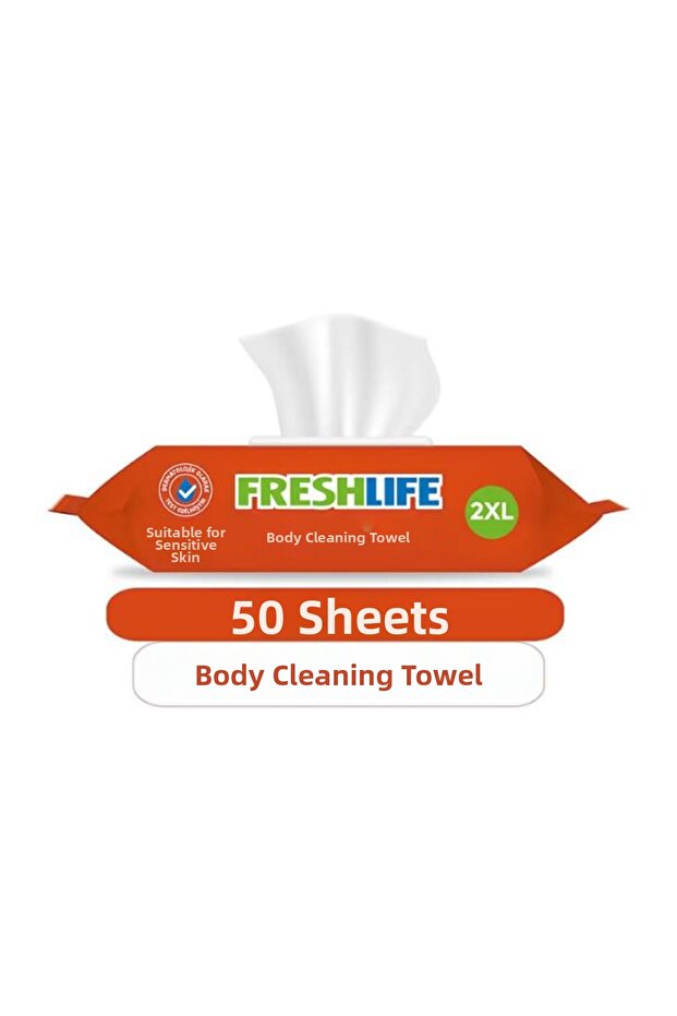 Freshlife Body Cleansing Towel 2XL White Soap Scented 50 Pieces