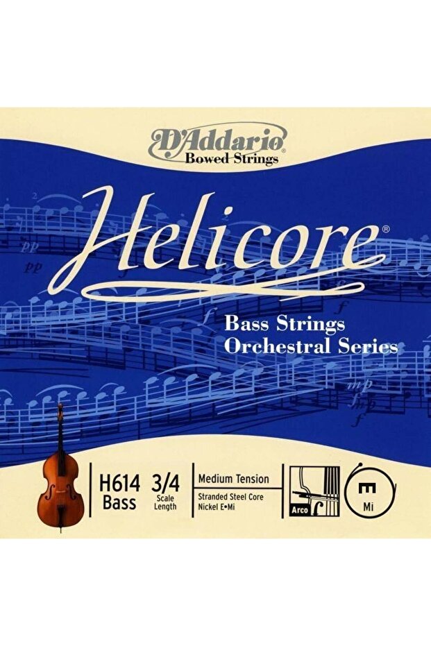 D'addario H614 كونتراباس سلك واحد هيليكور 3/4 E-(mi)