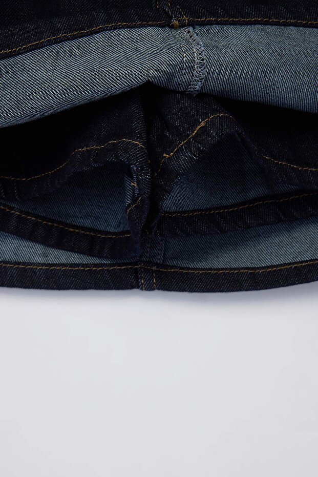 Koyu Mavi %100 Pamuk Yüksek Bel Denim Şort Etek TWOSS26SR00110 - 7