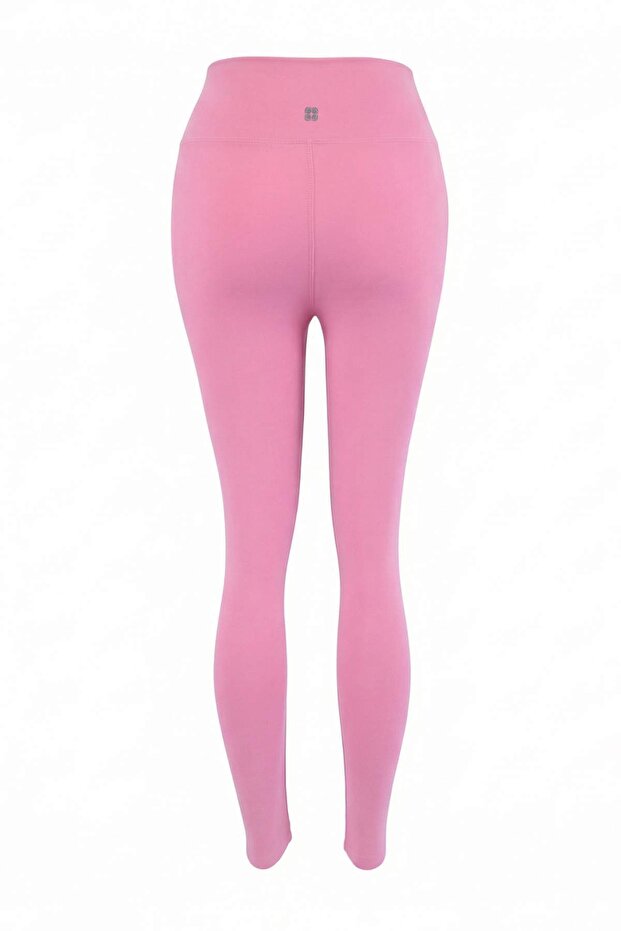 Pembe Soft Fırçalı Kumaş Reflektör Baskı Detaylı Tam Boy Örme Spor Tayt THMAW25TY00020 - 10