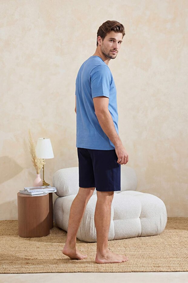 Mavi Regular Fit Baskılı %100 Pamuk Yazlık Pijama Takımı TMNSS26PT00038 - 3