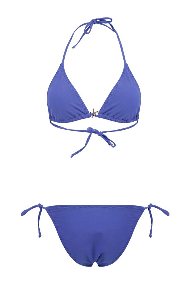 Saks Üçgen Kaplı Döküm Aksesuarlı Regular Bikini Takımı TBESS25BT00064 - 5