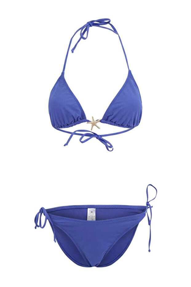 Saks Üçgen Kaplı Döküm Aksesuarlı Regular Bikini Takımı TBESS25BT00064 - 4