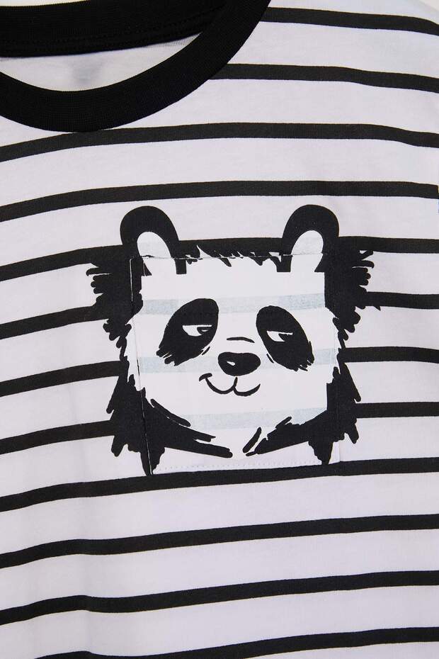 Taş-Ekru 2'li Erkek Çocuk Baskılı Örme T-Shirt TKDSS26TS00039 - 8
