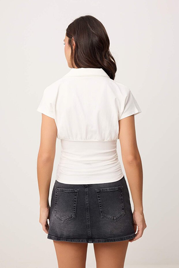 Siyah Az Esnek Mini Denim Şort Etek TWOSS26SR00052 - 6