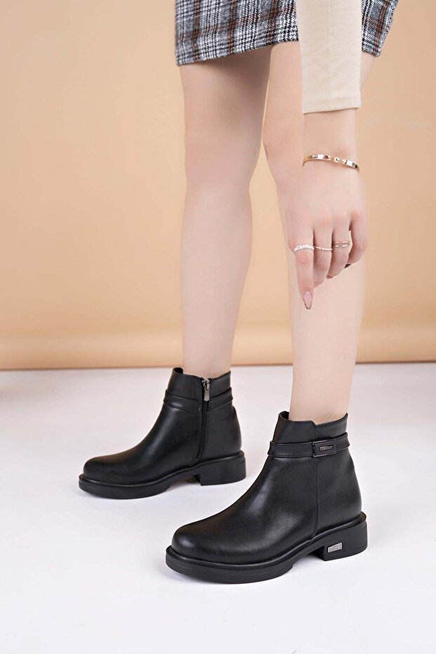 Fncy 6008 Black Zippered Women's Boots