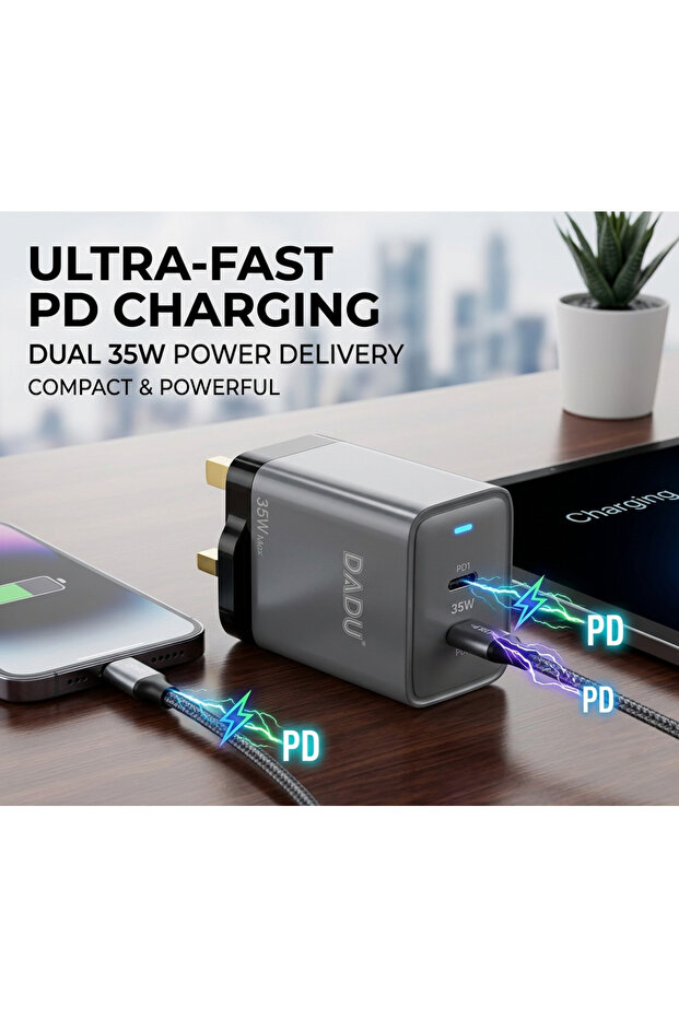 GaN 35W Dual PD Super Fast Charger DC 336-B | USB-C Type-C Adapter
