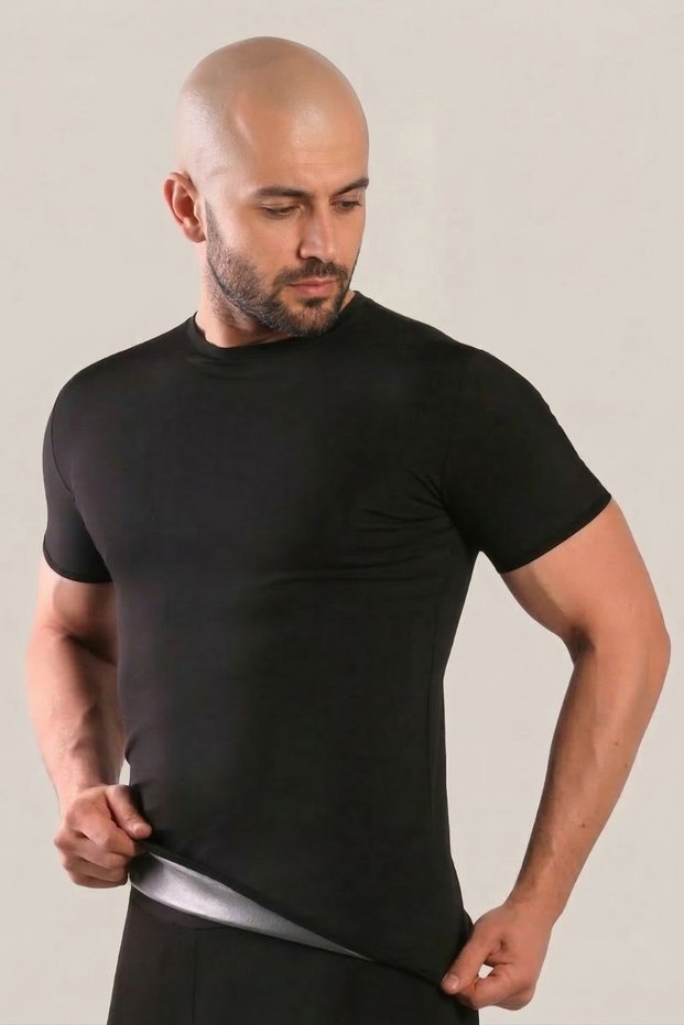 Men's Instant Fit Look Premium Series Tummy Control Slimming Chest Belly Waist Slimming Body Shaper for Slimming Undershirt Short Sleeve Fitness Sports Black Thermal Body Corset