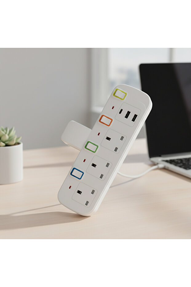 محول TradaMax متعدد 4 مخارج مع USB وType-C بقدرة 2000 واط - 6