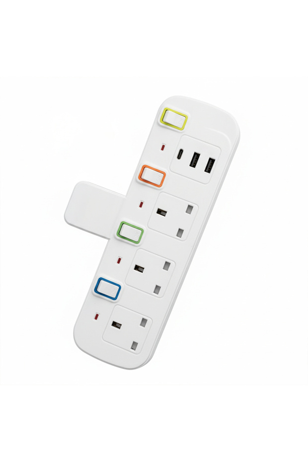 محول TradaMax متعدد 4 مخارج مع USB وType-C بقدرة 2000 واط - 1