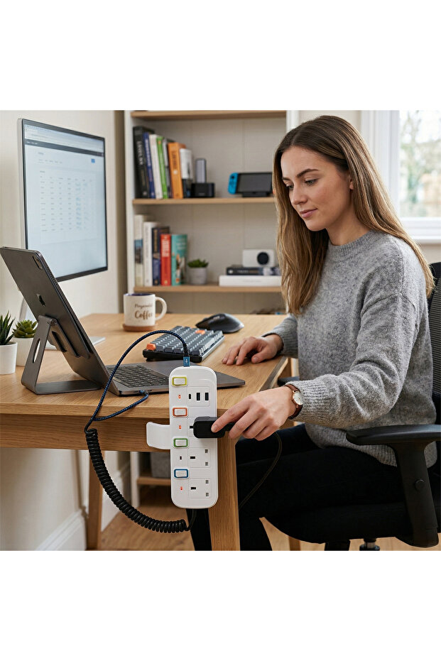 محول TradaMax متعدد 4 مخارج مع USB وType-C بقدرة 2000 واط - 5