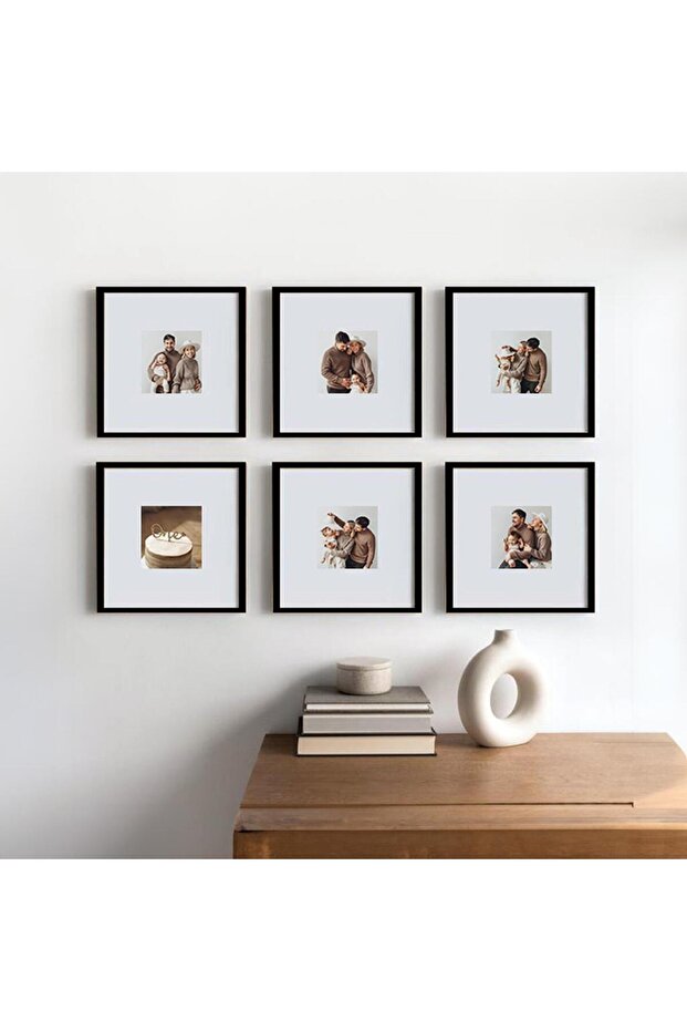 طقم إطارات صور سوداء قابلة للفك والتركيب 6 قطع 30x30 سم