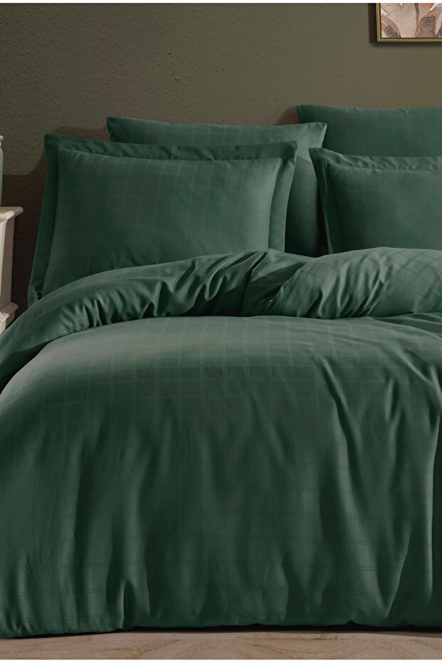 Checkered Satin 100% Cotton Double Duvet Cover Set | Without Sheets