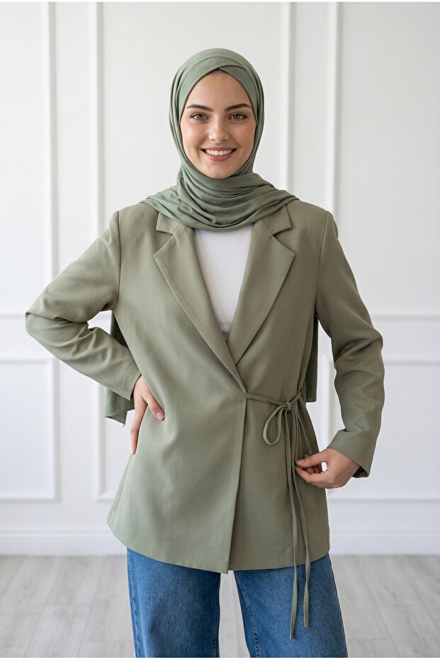 سترة سارماشيك برباط جانبي-KT1915 نعناعي