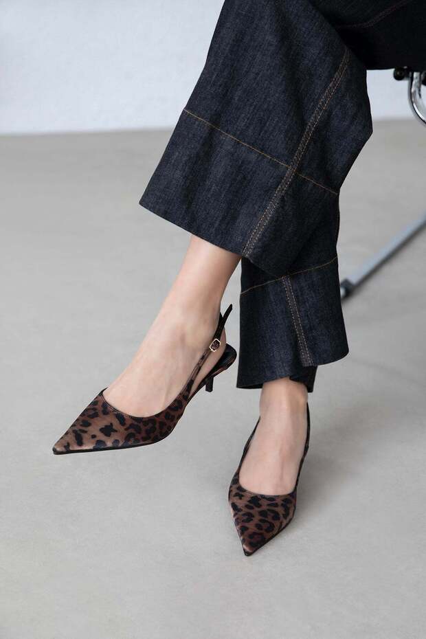 Marcela Women's Heeled Satin Shoes Leopard