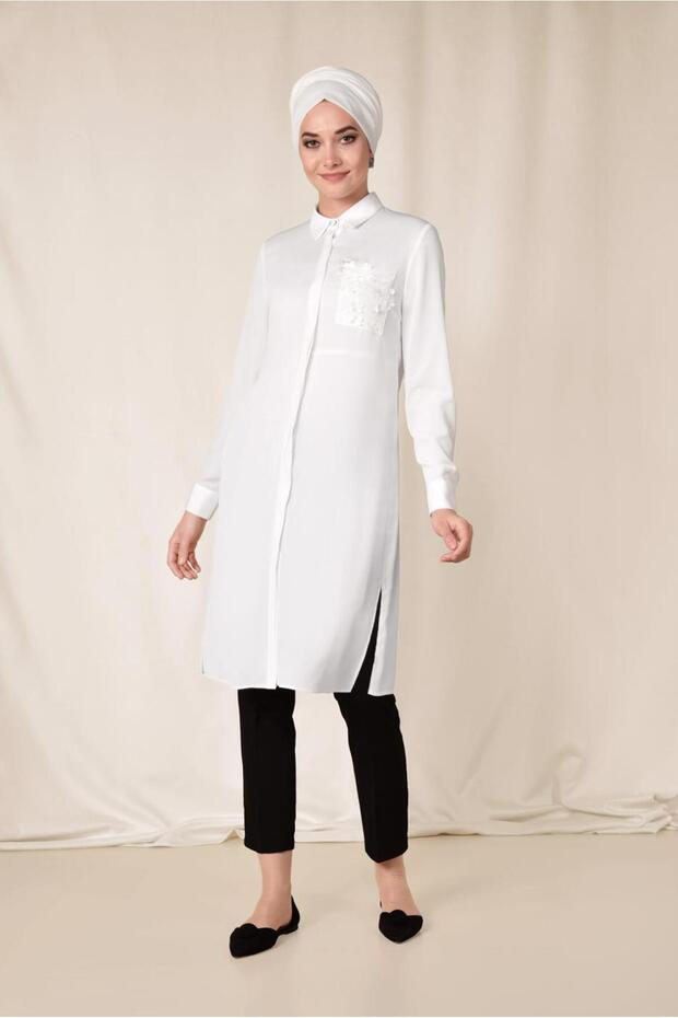 Pocket Flower and Silver Detailed Tunic 4889