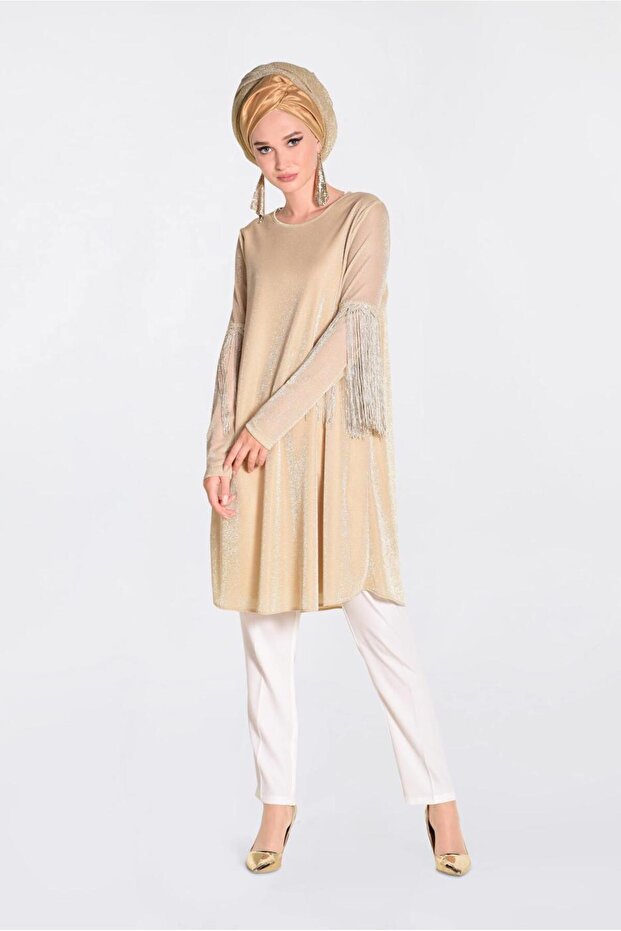 Silvery Tunic with Taste Sleeves 4324