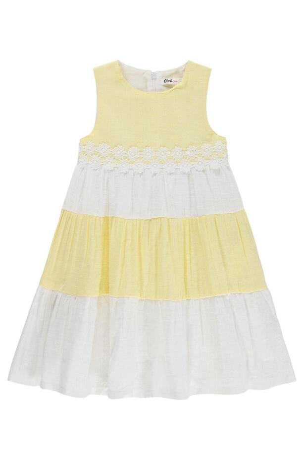 Floral Lace Dress for 6-9 Years Old - Yellow