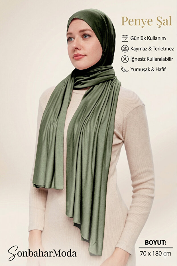 Women's Hijab Luxury Combed Cotton Shawl – Non-Slip, Soft, Four Seasons Use Shawl Khaki