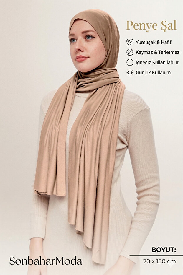 Women's Hijab Luxury Combed Cotton Shawl – Non-Slip, Soft, All-Season Use Shawl Milk Coffee
