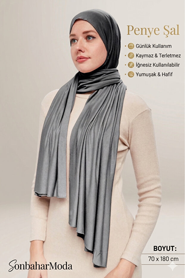 Women's Hijab Luxury Combed Cotton Shawl – Non-Slip, Soft, All-Season Use Shawl Smoked